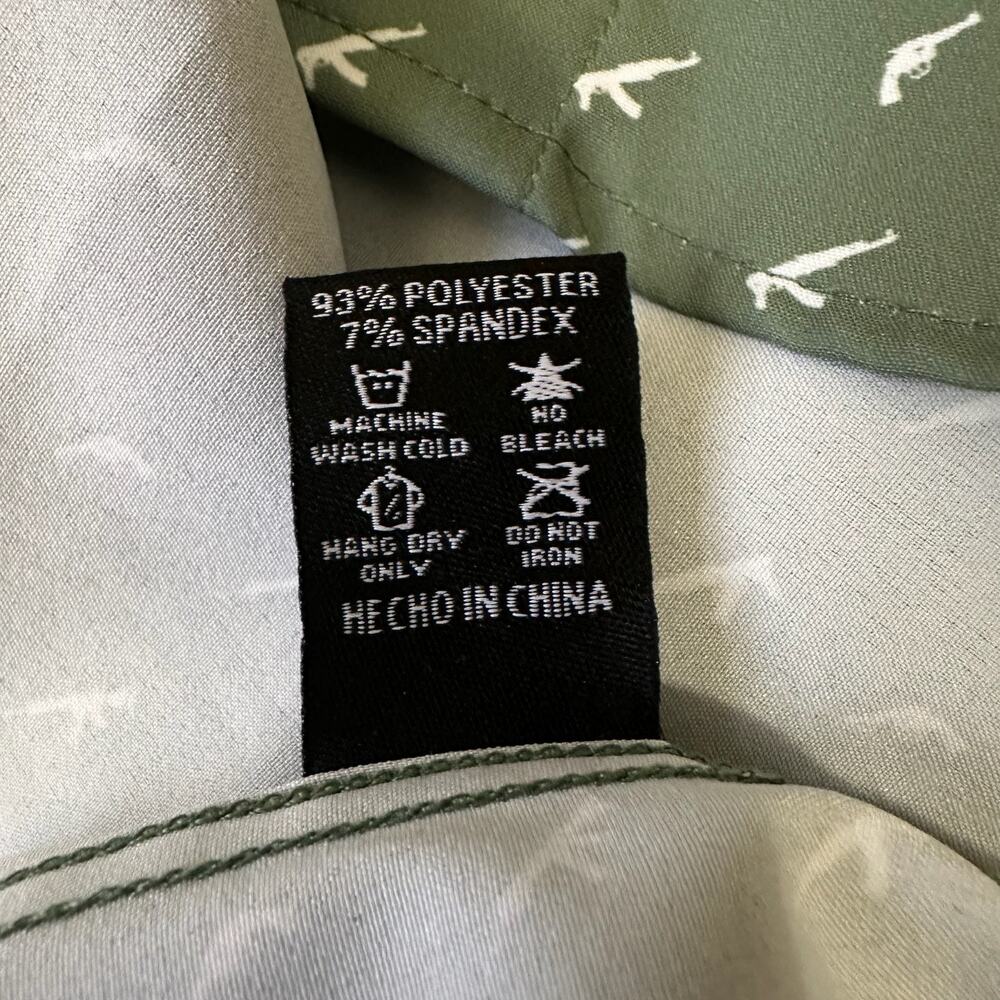 DIXXON High Caliber Party Shirt Sage Green Guns All Over Print NWT - Picture 9 of 10